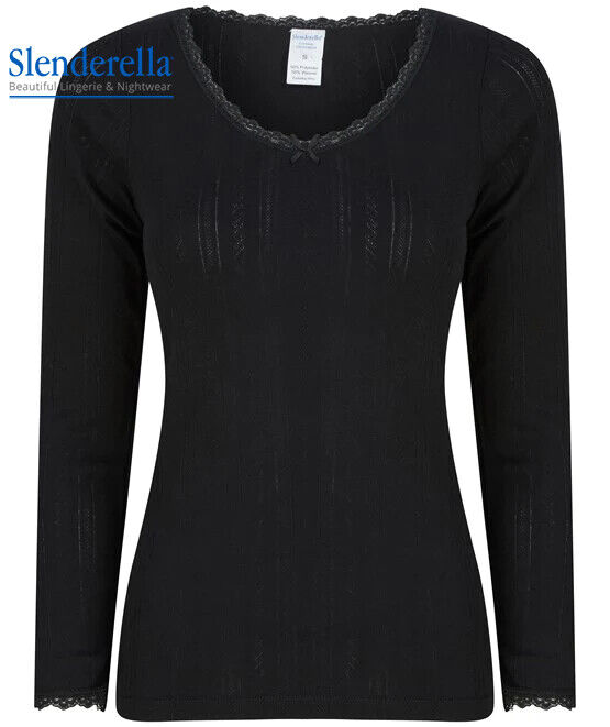 Ladies Thermal Long Sleeved Vest Base Layer Thermal Top Slenderella Underwear