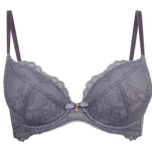 Gossard Superboost Lace Bra Platinum Grey Lace Plunge Bra Light Padded Bra