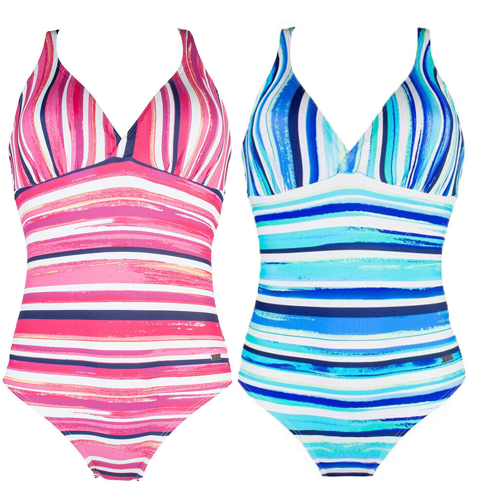 Ladies Stripey Padded Swimsuit Costume