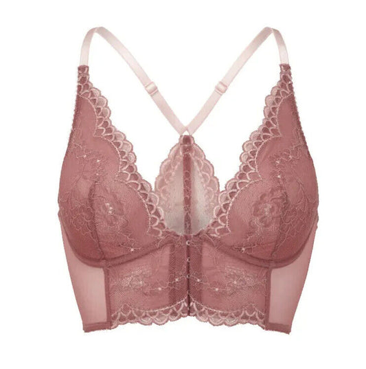 Gossard Superboost Deep V Bralet Bralette Underwired Front Fastening Cinder Rose