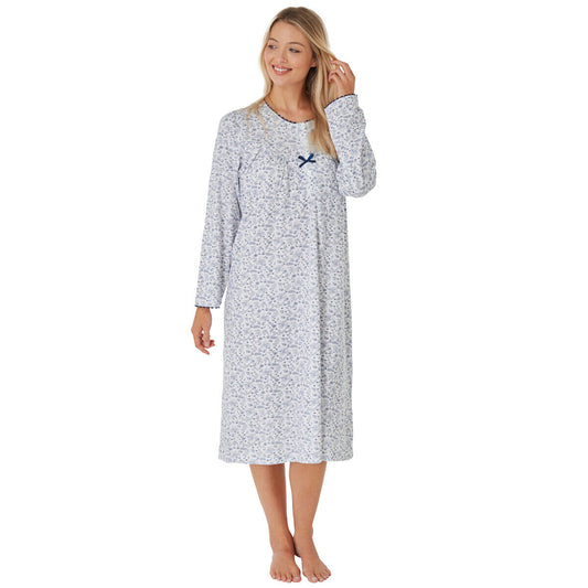 Ladies Nightie Long Sleeve Nightdress Jessica 100% Cotton Jersey Lady Olga