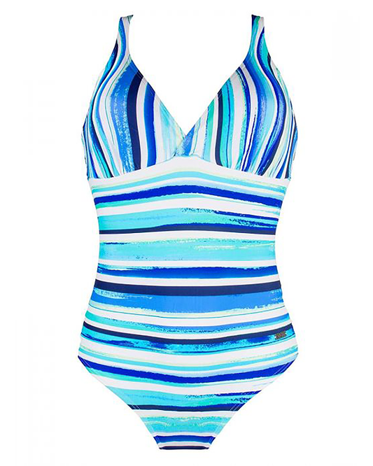 Ladies Stripey Padded Swimsuit Costume