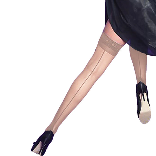 Silky Lace Topped Backseam Hold Ups