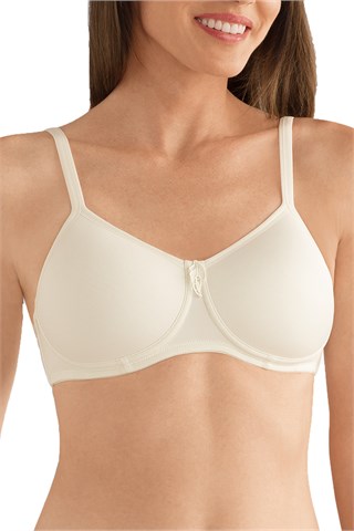 Amoena Lara Padded Pocketed T Shirt Bra - Off-White