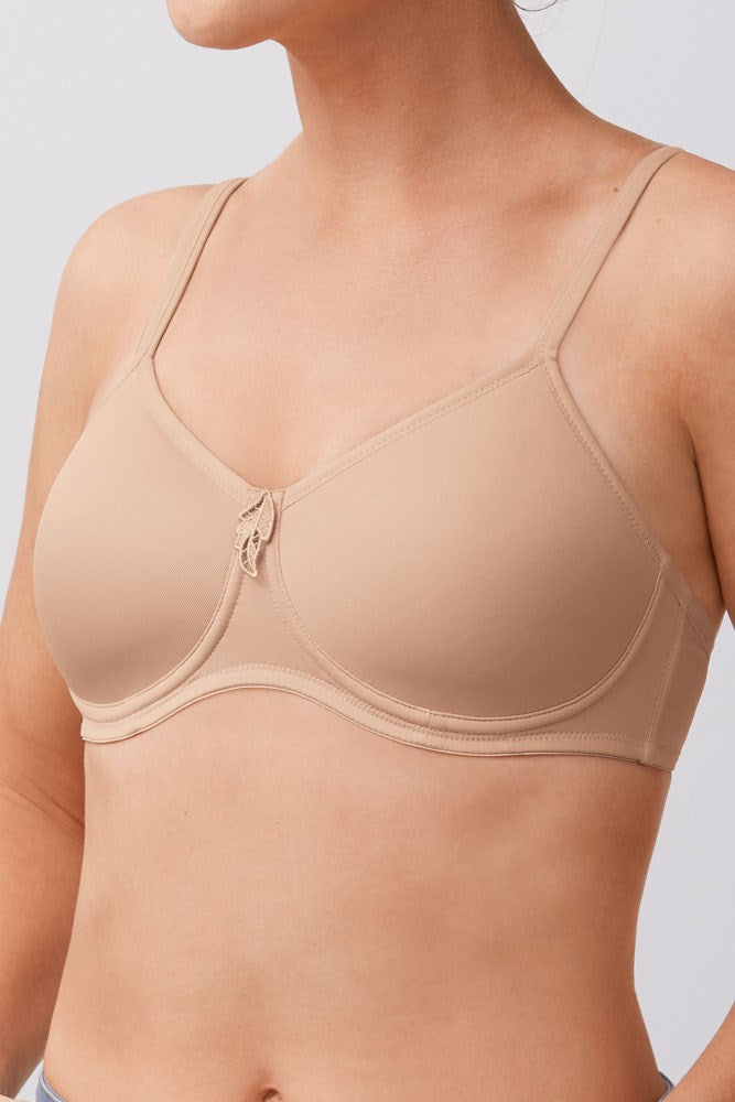 Amoena Lara Padded Pocketed T Shirt Bra - Sand