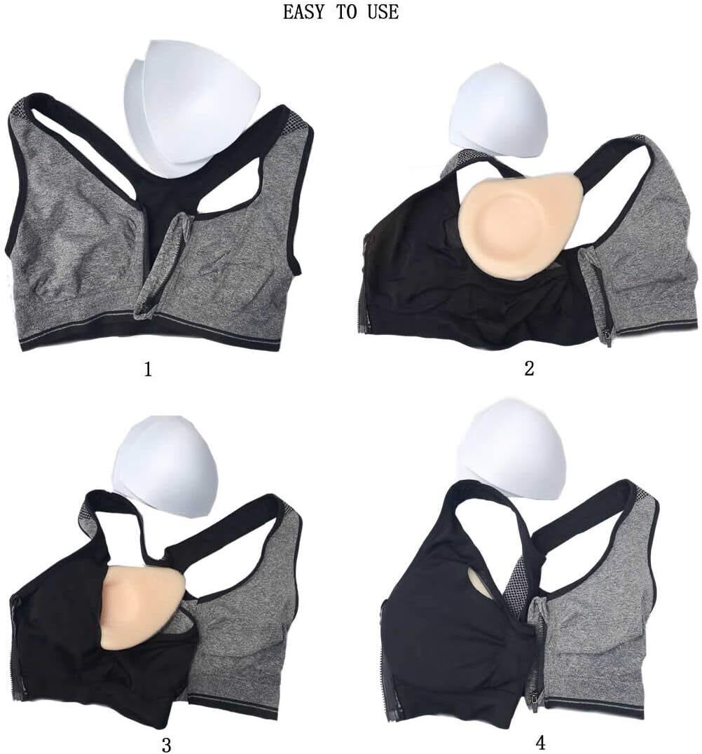 Zip Sports Bra Grey Removable Padded Non Wired Racer Back Sports Naturana Bra