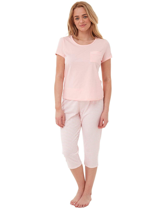 Indigo Sky Ladies Cotton Jersey T-Shirt & Capri Pants Pyjama Set