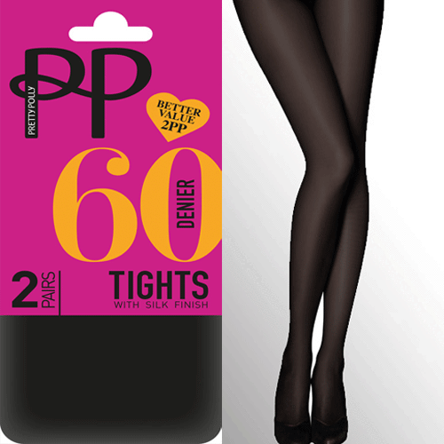 Pretty Polly 60 Denier Opaque Tights - 2 Pack