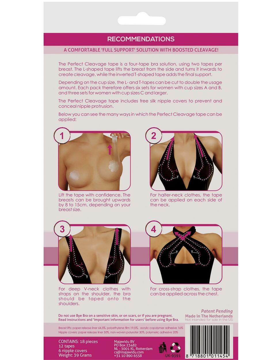 PERFECT CLEAVAGE TAPE CUP A-F WITH NUDE SILK NIPPLE COVERS
