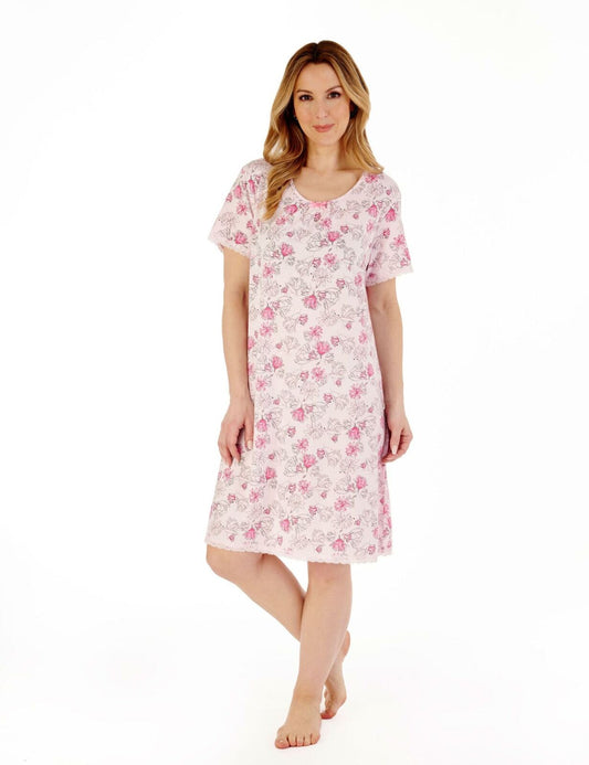 Slenderella Modern Floral Short Sleeve Jersey Nightdress