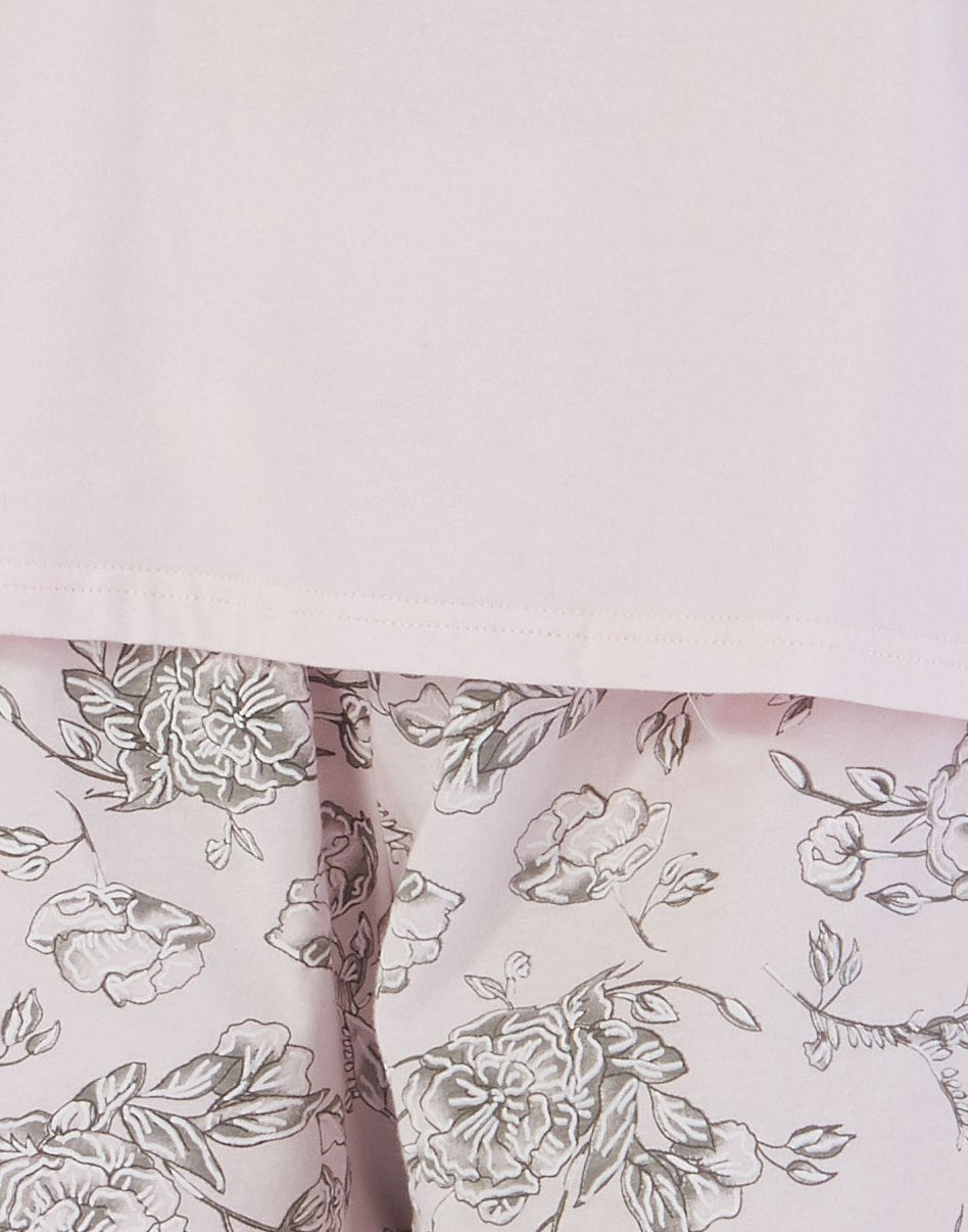 Slenderella Pyjamas Sketch Floral Jersey Pyjamas