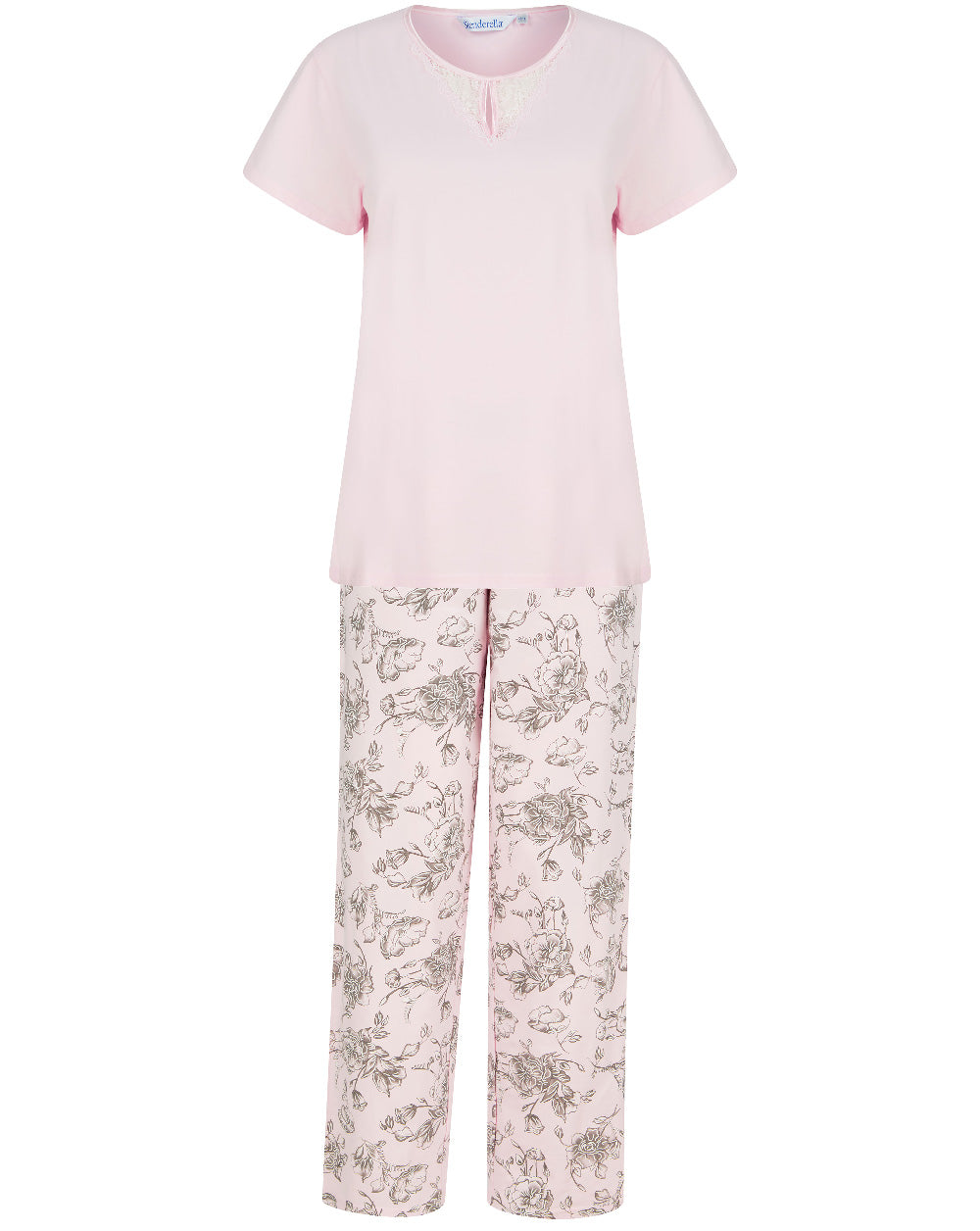 Slenderella Pyjamas Sketch Floral Jersey Pyjamas