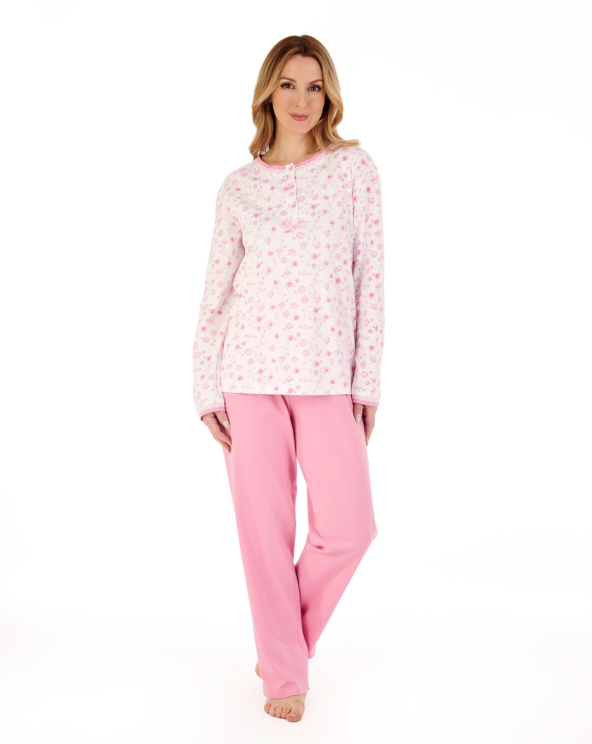 Slenderella Ladies Long Sleeved 100% Cotton Pyjamas