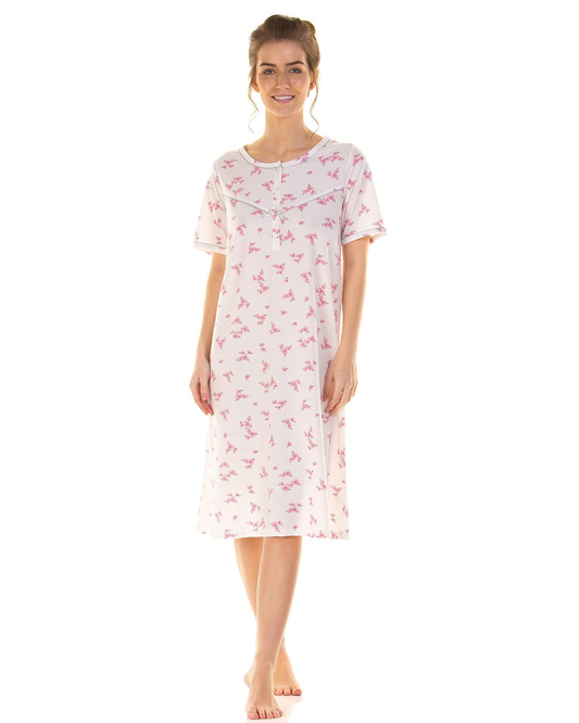 Lady Olga Blossom Short Sleeved Jersey Stretch Nightdress